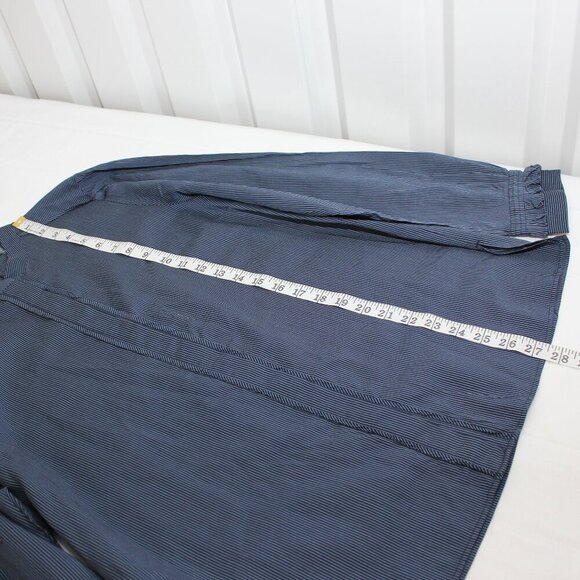 Kobi Halperin Womens Brittany Striped Button Down Blouse Blue Ruffles Size L EUC - Picture 6 of 6